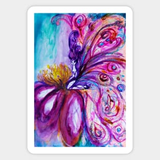 WHIMSICAL FAIRY IN PINK PURPLE ,GOLD SPARKLES Fantasy Sticker